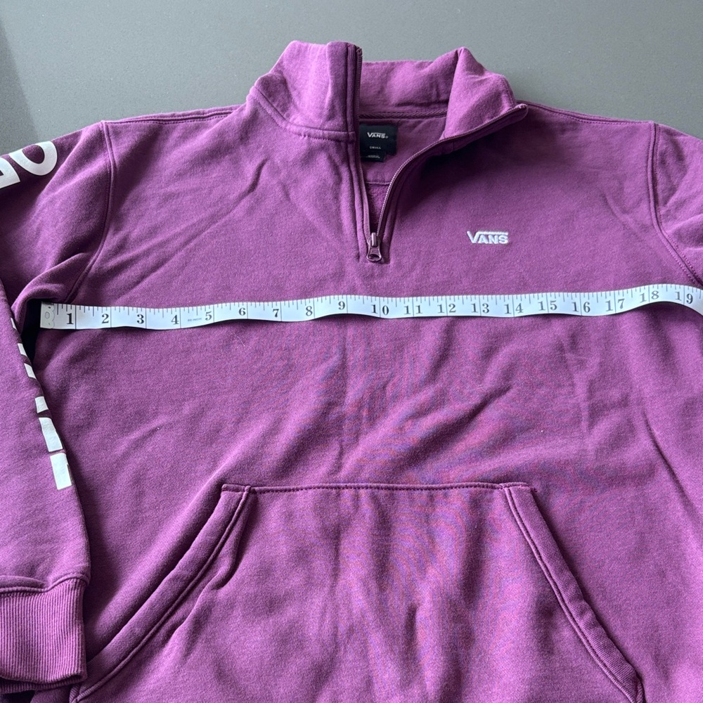 Vans Men's Burgundy Quarter Zip Pullover with Sleeve 'OFF THE WALL' SZ S - Picture 8 of 14